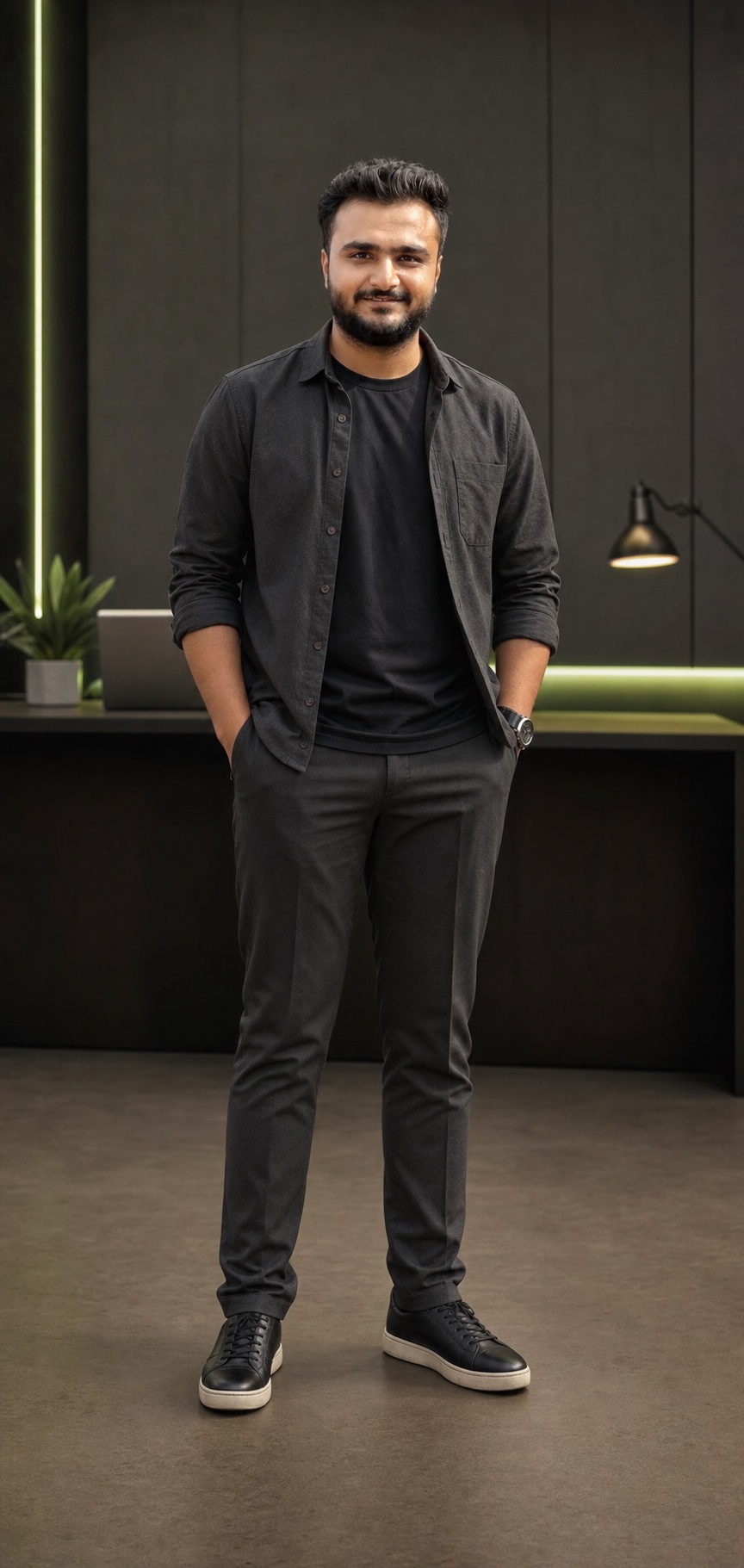AI-generated visual representation of Parth standing in a studio
